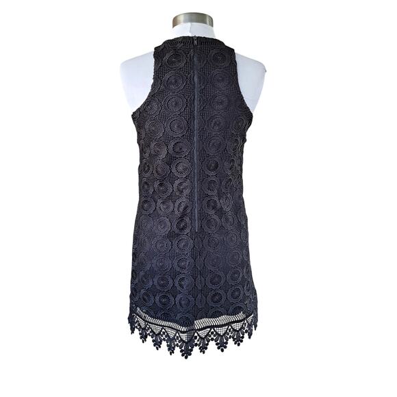 Lovers & Friends Escape Black Lace Up Crochet Mini Shift Dress Size Small - Picture 4 of 9